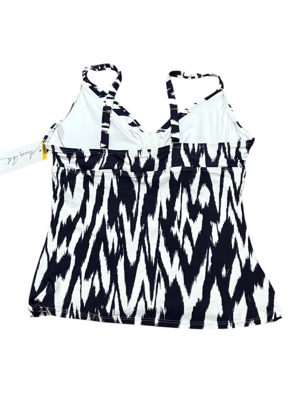 Anne Cole Navy & White Printed Tankini Swim Top, Size M, NWT - Picture 3 of 6